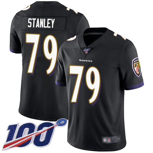 Baltimore Ravens Limited Black Men Ronnie Stanley Alternate Jersey NFL Football #79 100th Season Vapor Untouchable